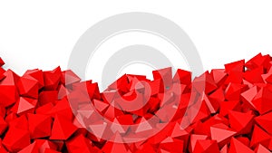 3D red polyhedrons pile
