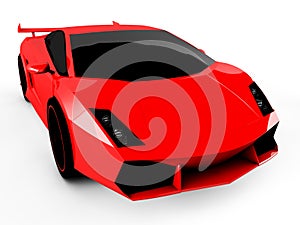 Red sports car on white background