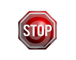 3D Red stop warning sign flat icon symbol vector format