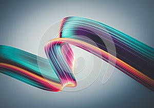 3D render abstract background. Colorful twisted shapes in motion. Computer generated digital art.