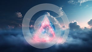 3d render, abstract background. Neon light glowing inside the cloud and neon triangular shape