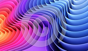 3D render abstract background of smooth lines of spline gradient multicolor waves with dof photo