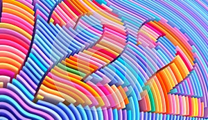 3D render abstract background of smooth lines of spline gradient multicolor waves with dof