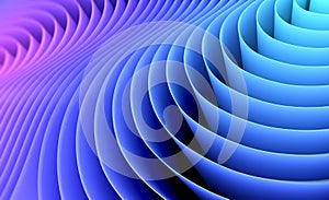 3D render abstract background of smooth lines of spline from light blue to purple color waves with dof photo