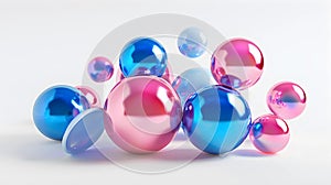 3d render of abstract background with spheres in blue and pink colors