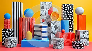 3d render of abstract geometric forms. Minimal composition for product display