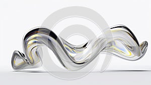 3d render, abstract glass wavy shape isolated on white background. Modern minimal wallpaper