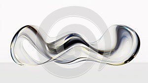 3d render, abstract glass wavy shape isolated on white background. Modern minimal wallpaper