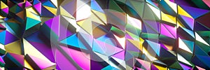 3d render, abstract holographic geometric background, colorful panoramic wallpaper, iridescent mosaic tile.