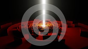 3d render abstract light red black circle maze photo