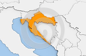 3d render of abstract map of Croatia