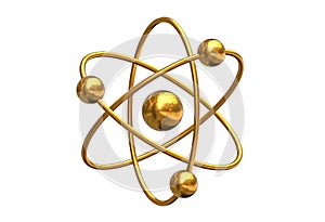 3D render of abstract model of atom isolated on white background.