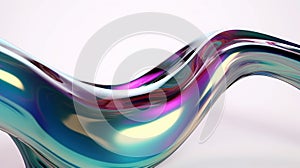 3d render, abstract wallpaper, glass wavy shape isolated on white background. Macro design element, Generative AI