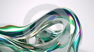 3d render, abstract wallpaper, glass wavy shape isolated on white background. Macro design element, Generative AI