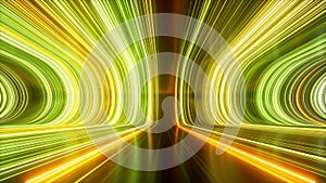 3d render, abstract yellow green neon background, speed of light rays, colorful glowing lines.