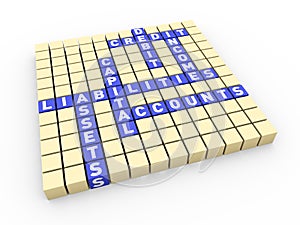 3d render of accounting concept crossword