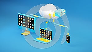 3d render Any device up load to cloud computing minimal