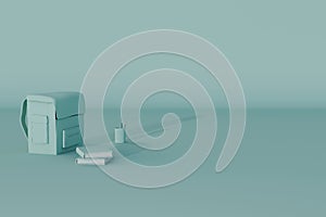 3d render of backpack, books and other back to school supplies