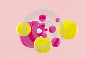 3d render of balls. Geometric shapes composition with empty space. Trendy banner or poster design