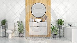 3d render of bathroom in ecostyle