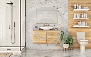 3d render of bathroom in ecostyle