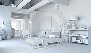 3d render of beautiful clean interior