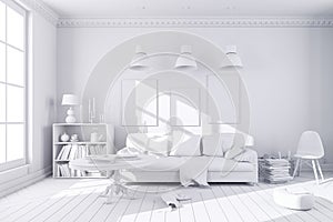 3d render of beautiful clean interior room