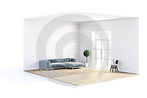 3d render of beautiful clean room