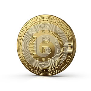 3D Render of a Bitcoin on a slight angle photo