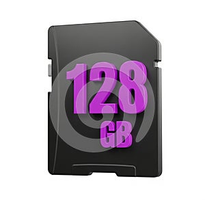 Black 128 GB Micro SD Card with Purple Numbers on White Background SD card micro SD card