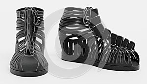 3D Render of Black Shoes