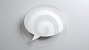3D Render of a Blank White Speech Bubble on a Light Gray Background