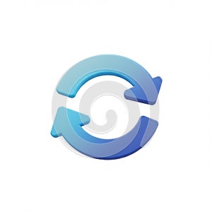 Blue Circular Arrows 3D Render Refresh Icon Design Element web app loop cycle symbol rotate reload