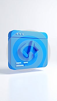 3D Render of a Blue Coding Browser Window Icon on White Background