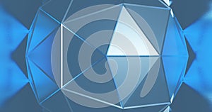 Render with blue icosphere with reflection