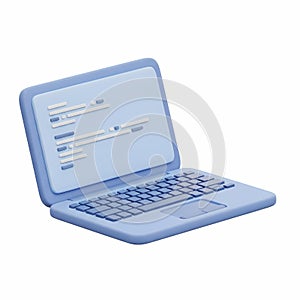 3D Render of a Blue Laptop Displaying Code Snippets