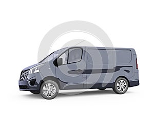3d render blue minibus illustration on white background with shadow