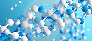 3D Render of Blue and White Molecular Structure, Concept for Science, Research, and Medicine