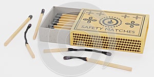 3d Render of Box of Matches