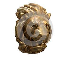 3D render of brass Lion head isolated on white