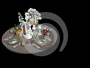 3d render of breakfast table