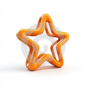 Glossy Orange Star Shape on White Background