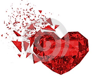 3d render brokken red heart