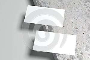 3d render of business card mockup on gray and granite background