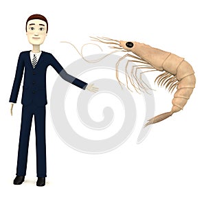 Cartoon businessman with deepwater shrimp photo