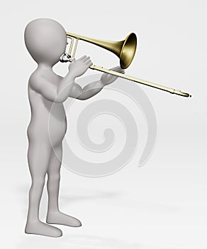 Render of Cartoon Character with Bass Trombone photo