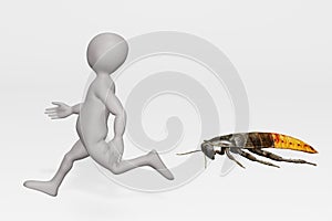Render of Cartoon Character with Hisser Cockroach