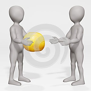 Render of Cartoon Charcter with Grapefruit
