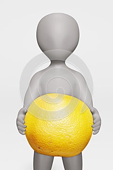 Render of Cartoon Charcter with Grapefruit