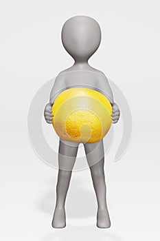 Render of Cartoon Charcter with Grapefruit